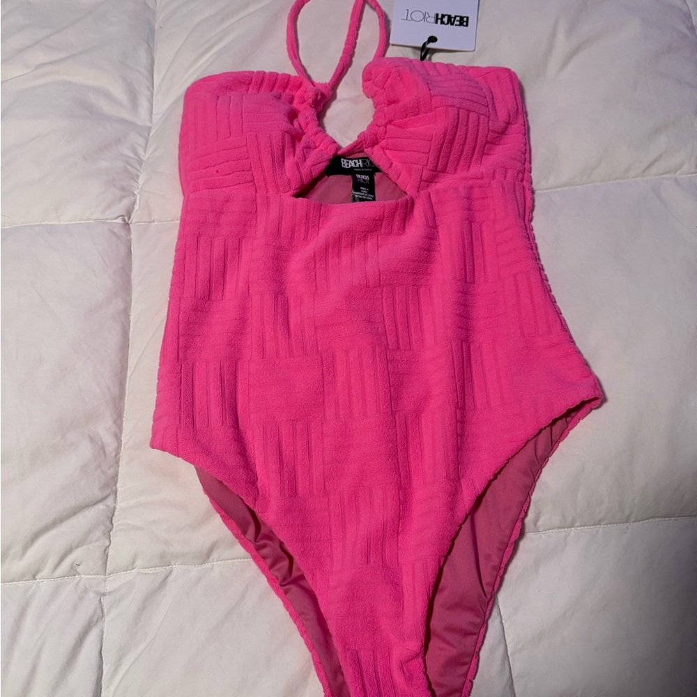 Beach Riot Bright Pink Textured Swimwear